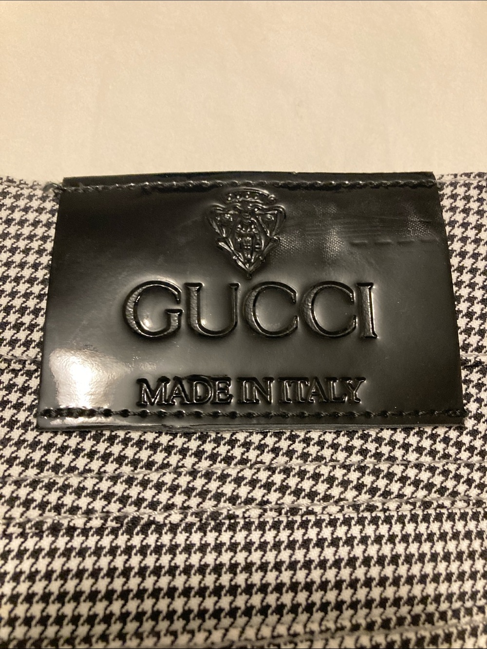 GUCCI 1990s black and white houndstooth miniskirt